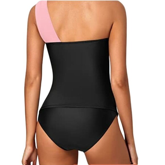 Tempt Me Womens One Shoulder Tummy Control Tankini Swimsuit Top & Bottoms Size L - Picture 2 of 12